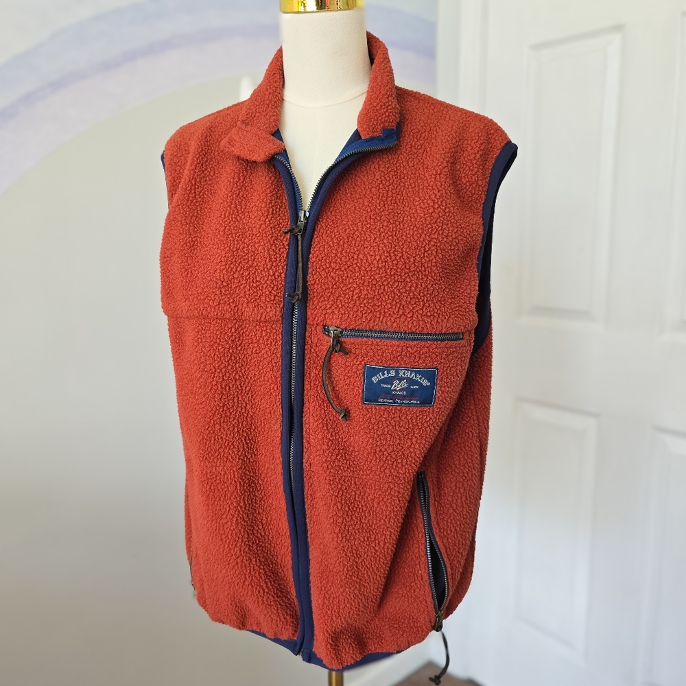 Bills Khakis | Medium | Men's Vintage Orange And Navy Sherpa Vest